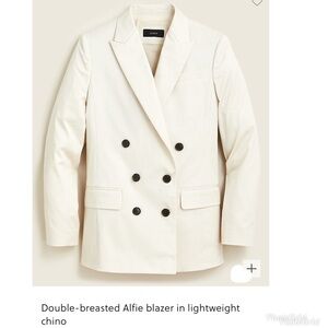 J.Crew Double Breasted Alfie Blazer lightweight chino cream size 8 new no tag